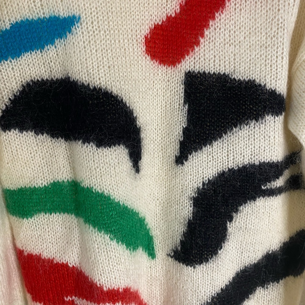 Vintage Designer Originals Mohair Sweater Geometric Turtleneck Pop Art 80s 90s - Picture 5 of 6